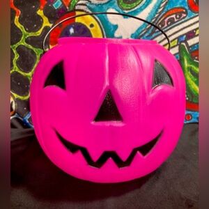 Vintage General Foam PINK Halloween Jack O Lantern Blow Mold